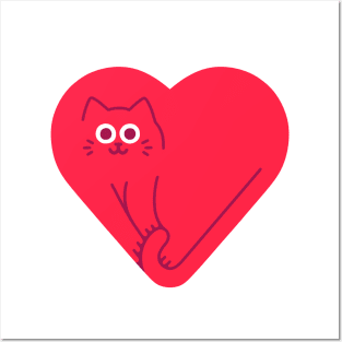 Cute Cat Heart Posters and Art